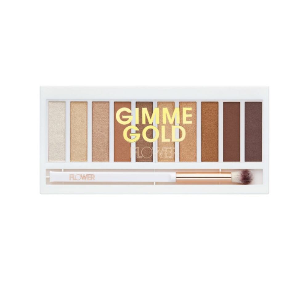 Flower Beauty Gimme Gold Eyeshadow Palette – 10 Shades + Pro Brush